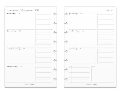 2026 Weekly Insert – Horizontal Layout – Classic Font image 1