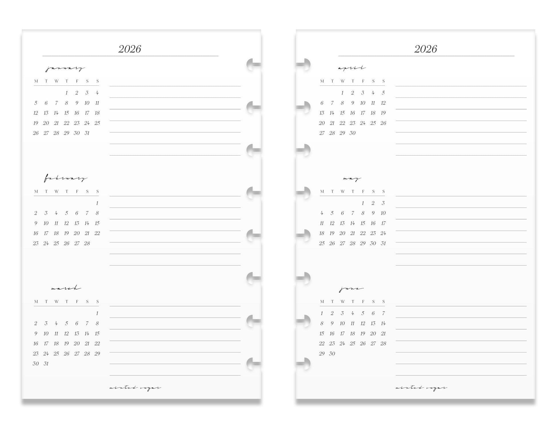 2026 Monthly Insert – Page Break Layout – Classic Font image 3