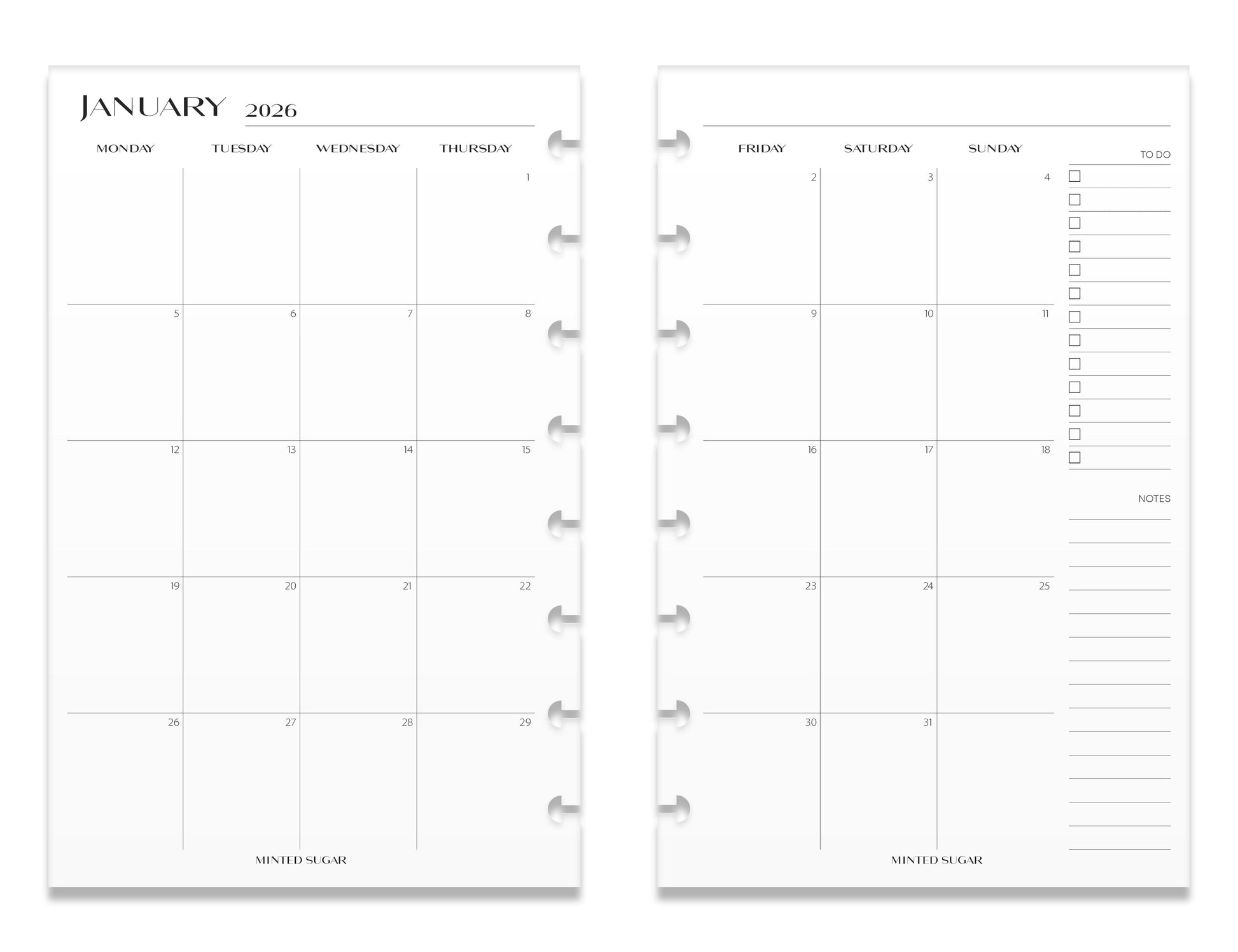 2026 Monthly Insert – Back to Back Layout – No. 2 Font image 5
