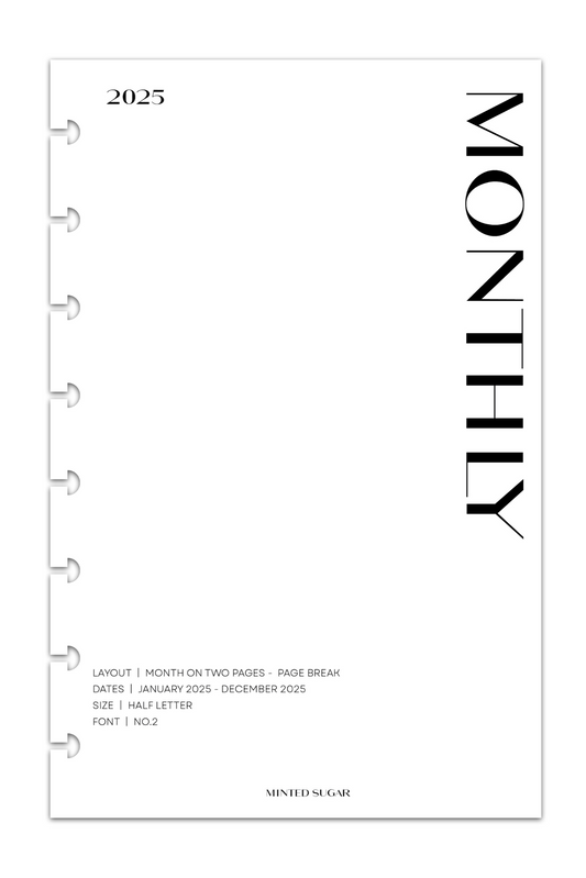 2025 Monthly Calendar Planner Inserts | Page Break | No.2 image 0