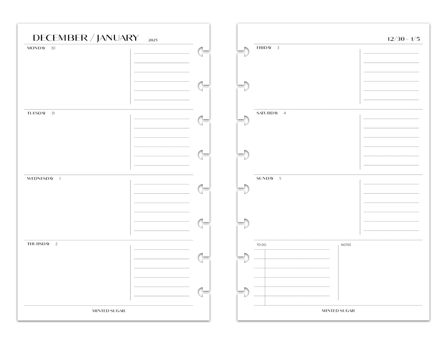 2025 Monthly Weekly Planner Inserts | Horizontal | No.2 image 5