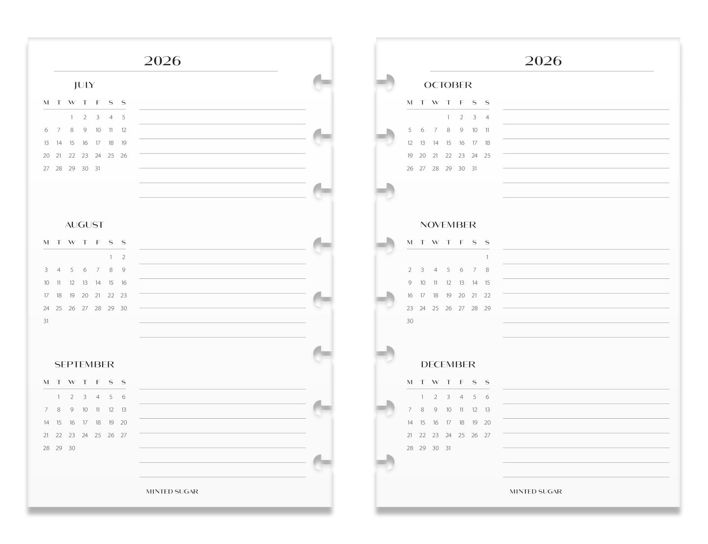 2026 Monthly Insert – One Month One-Page Layout – No. 2 Font image 5