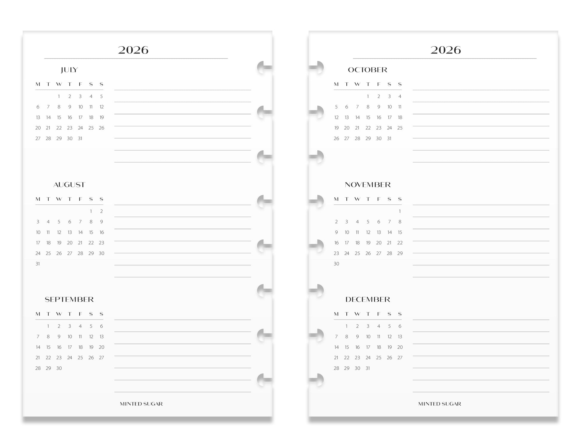 2026 Monthly Insert – One Month One-Page Layout – No. 2 Font image 5